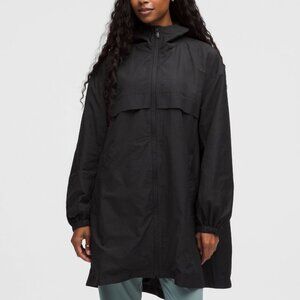 Lightweight Mid-Length Hooded Coat In Black